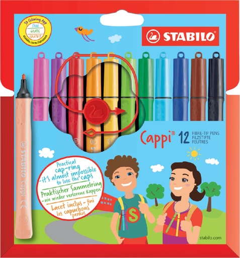 [922720] Feutre STABILO Cappi 168/12 Medium assorti étui 12 pièces