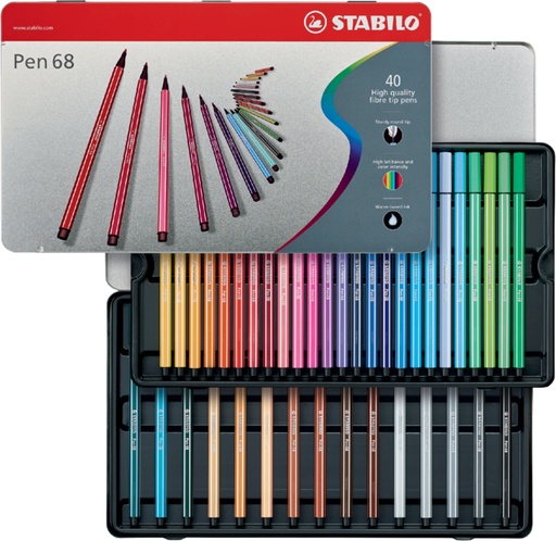 [633363] Viltstift STABILO Pen 68/40 Arty medium assorti blik à 40 stuks