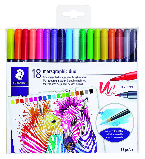 Feutre pinceau Staedtler 3001 Marsgraphic Duo 0.5-6mm blister 18clrs