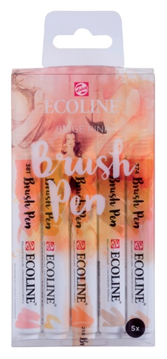 [630820] Brushpen Talens Ecoline set á 5 stuks beige roze