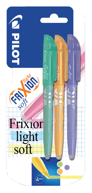 Surligneur PILOT FriXion Light Soft assorti blister 3 pièces