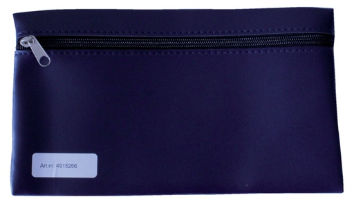 [751061] Trousse scolaire à zip 15x26cm simili bleu foncé