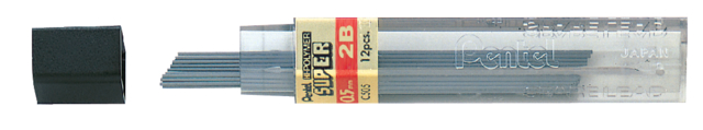 Potloodstift Pentel 2B 0.5mm zwart koker à 12 stuks