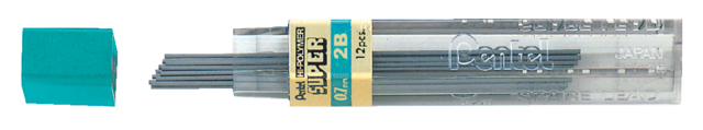 Potloodstift Pentel 0.7mm 2B zwart koker à 12 stuks