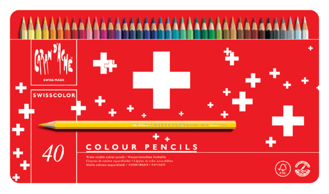 Crayon de couleur Caran d’Ache Swisscolor Aquarel 40pcs ass
