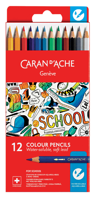 Crayon de couleur Caran d’Ache Aquarel boîte de 12pcs