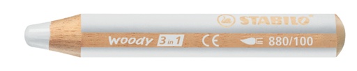 [640460] Crayon de couleur STABILO 880 woody 3-en-1 multi-usages blanc