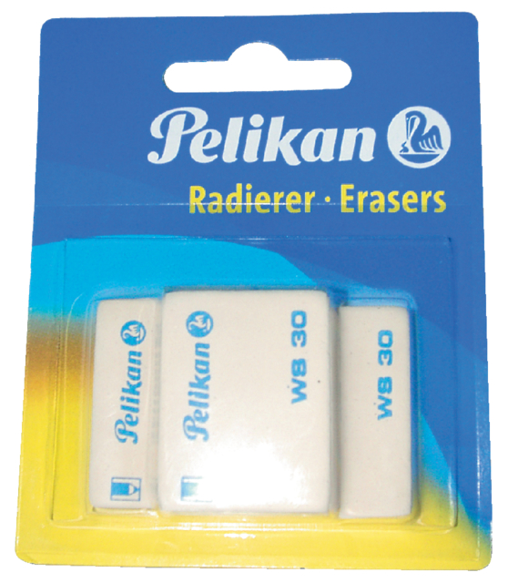 Gomme crayon Pelikan WS30 douce 37x30x9mm blister 3 pièces