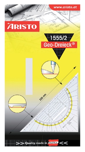 [736303] Geodriehoek Aristo 1555/2 225mm met greep transparant