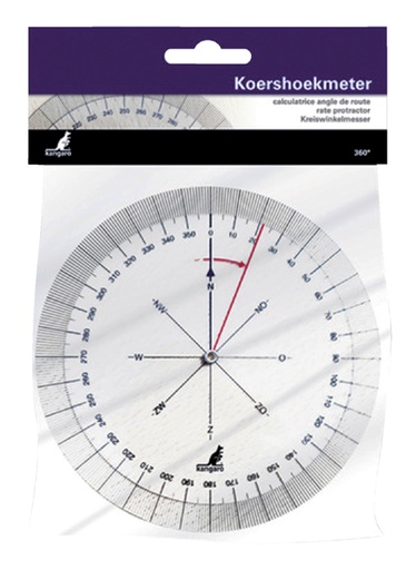 [736425] Instrument calcul angle de route Kangaro plastique 126mm transparent