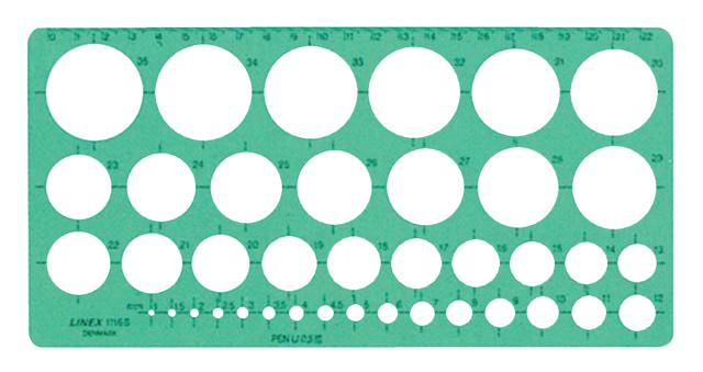 Gabarit de Cercles Linex 39 1-35mm Plots anti-tache vert