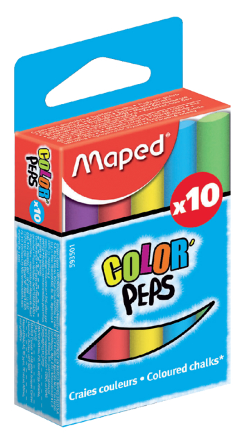 Craie tableau noir Maped Color''Peps boîte 10 pièces assorti