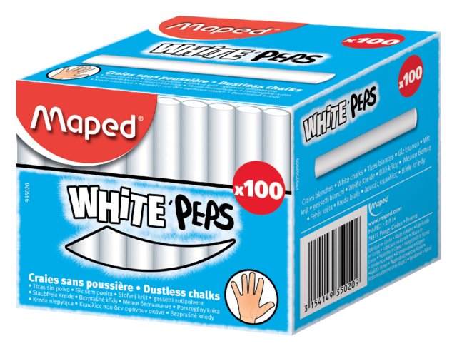 Craie tableau noir Maped White''Peps boîte 100 pièces blanc