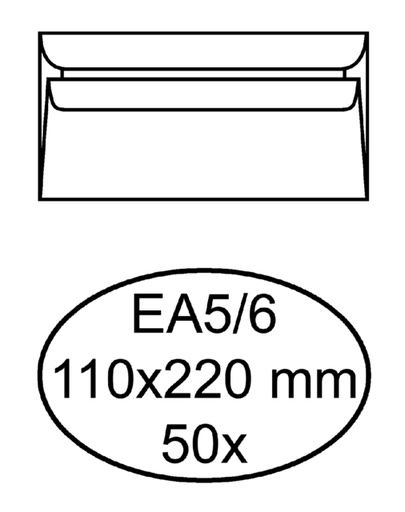 [158125] Enveloppe Quantore EA5/6 110x220mm autocollante blanc 50 pièces