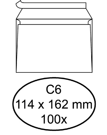 [158140] Envelop Quantore bank C6 114x162mm zelfklevend wit 100 stuks