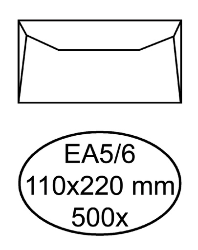 [180060] Enveloppe bancaire Quantore EA5/6 110x220mm Blanc 500 pcs.