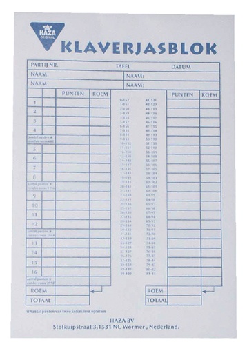 [099990] Scoreblok Klaverjas 50vel