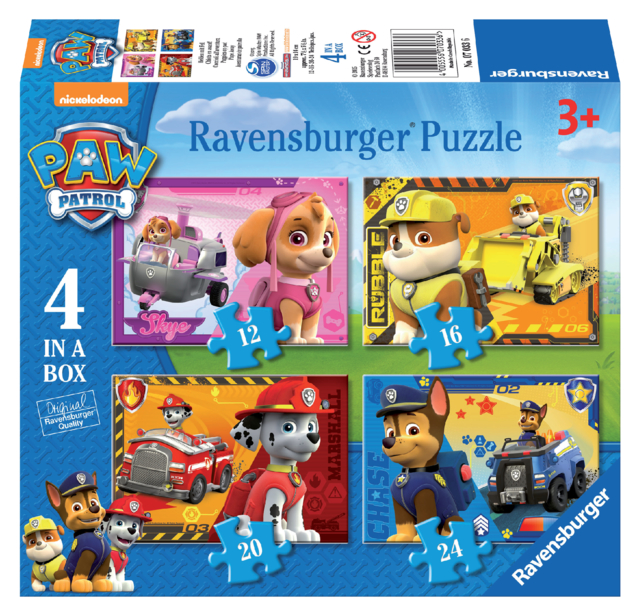 Puzzle Ravensburger Chiots 4xpuzzles 12+16+20+24pcs NL/FR