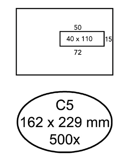 [180516] Envelop Quantore 162x229mm venster 4x11cm rechts zelfklevend 500 stuks