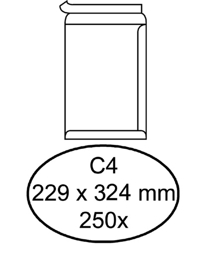 [180196] Enveloppe Quantore C4 229x324mm autocollante blanc 250 pièces