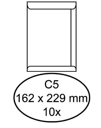 [180849] Envelop Hermes akte C5 162x229mm zelfklevend wit pak à 10 stuks