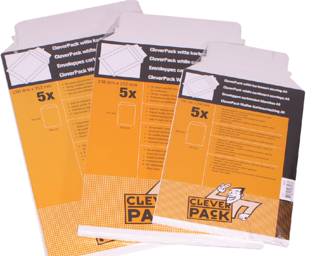 Enveloppe CleverPack A5 176x250mm carton blanc 5 pièces