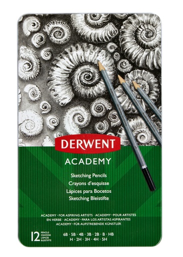 [640122] Potlood Derwent Academy 6B5H assorti hardheden blik à 12 stuks