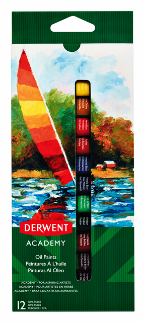 Peinture à l''huile Derwent Academy set 12 tubes de 12ml asssorti