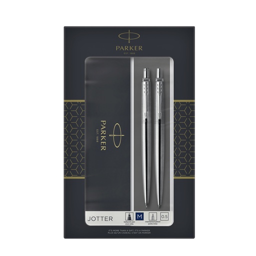 [614430] Balpen en vulpotlood Parker Jotter stainless steel CT medium 2 stuks