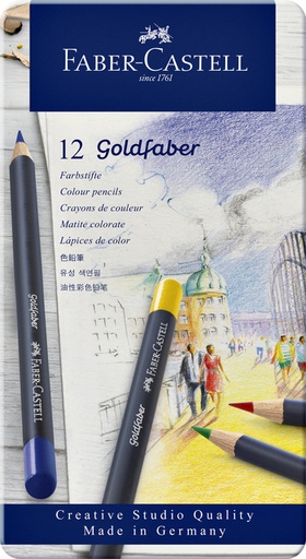 [640072] Kleurpotloden Faber-Castell Goldfaber assorti blik à 12 stuks