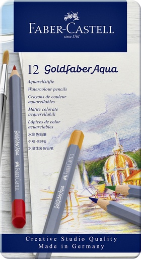 [640076] Kleurpotloden Faber-Castell Goldfaber aquarel assorti blik à 12 stuks