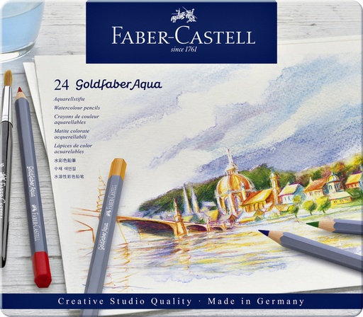 [640077] Kleurpotloden Faber-Castell Goldfaber aquarel assorti blik à 24 stuks