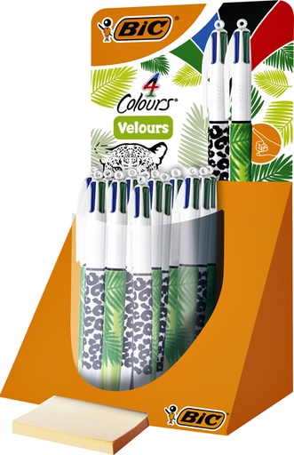 [965627] Balpen Bic 4kleuren velours medium assorti