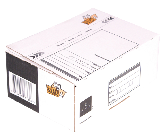 Postpakketbox 2 CleverPack 200x140x80mm wit pak à 25 stuks