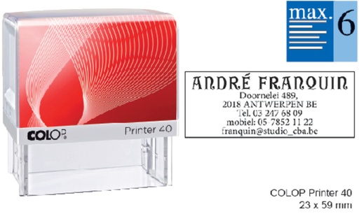 [351025] Cachet à Formules Colop Printer 40 personnalisable 6 lignes 59x23mm