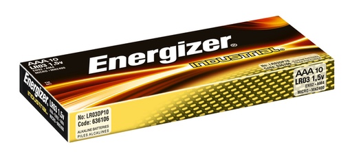 [413625] Pile Energizer Industrial AAA alcaline boîte 10 pièces