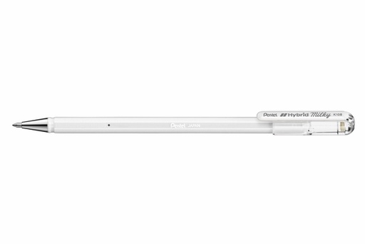 [614070] Stylo gel Pentel K108-P Fin pastel blanc