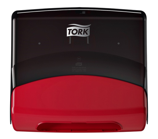 [892230] Distributeur chiffons de nettoyage Tork W4 Performance mural 654008 noir/rouge