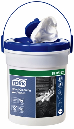 [892215] Lingettes mains imprégnées Tork W14 Premium 190592 non parfumé 1 épaisseur 58 feuilles blanc