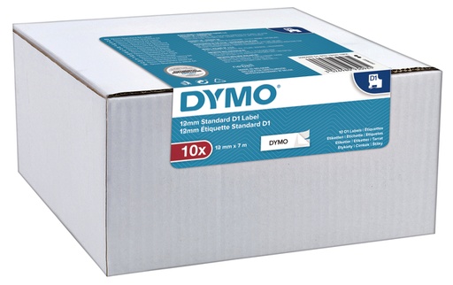 [817453] Ruban étiquettes Dymo LabelManager D1 polyester 12mm noir sur blanc 10 pièces