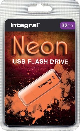 [434924] Clé USB 2.0 Integral 32Go néon orange