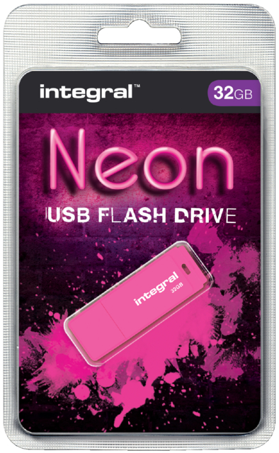 Clé USB 2.0 Integral 32Go néon rose