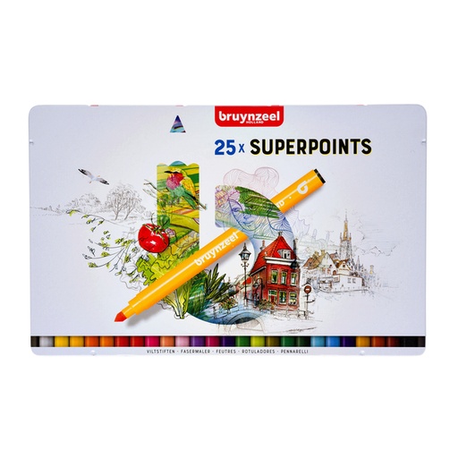 [631419] Viltstift Bruynzeel Expression super points blik à 25 stuks assorti