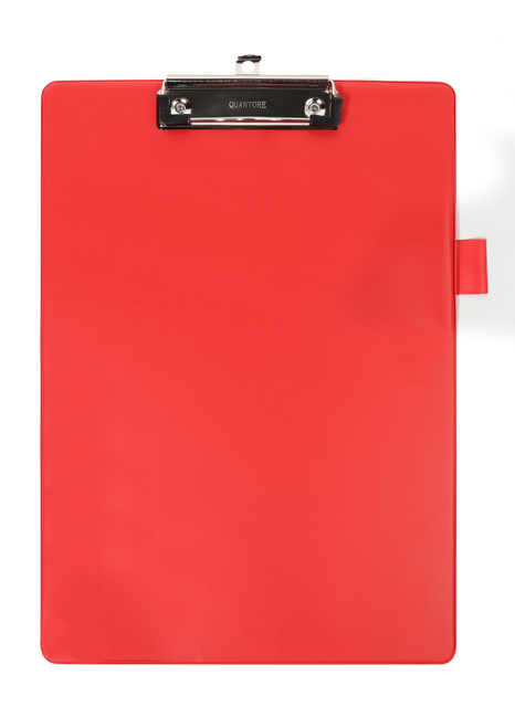 Porte-bloc Quantore A4 portrait PVC rouge avec pince 100mm+boucle stylo