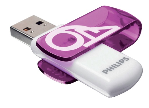 [434943] Clé USB 2.0 Philips Vivid Edition Magic Purple 64Go