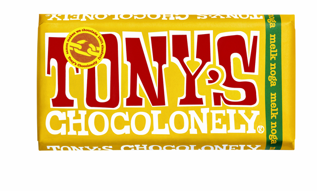 Chocolade Tony''s Chocolonely melk noga reep 180gr