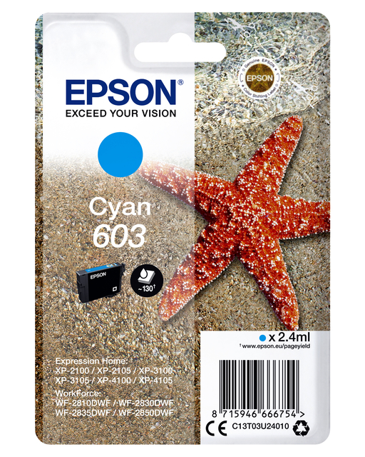 Cartouche d''encre Epson 603 T03U2 bleu