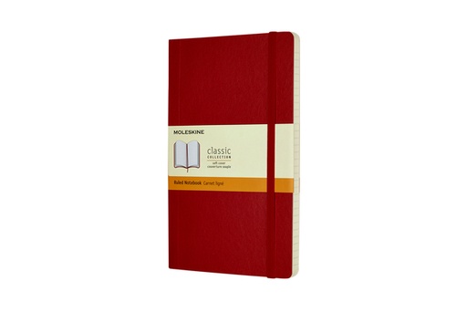 [011640] Notitieboek Moleskine large 130x210mm lijn soft cover scarlet red