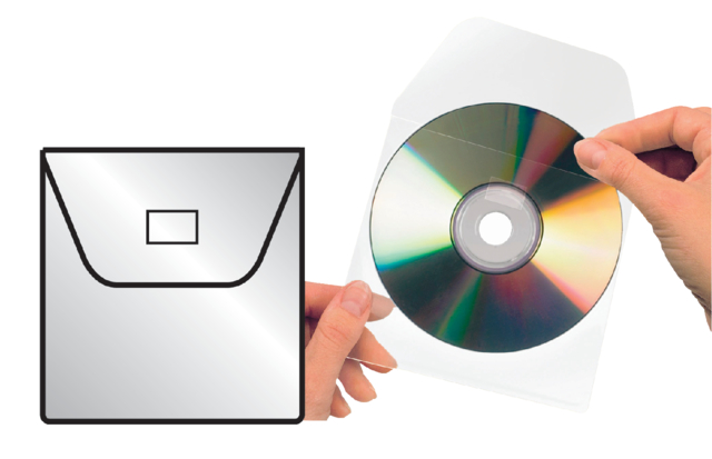 Housse CD/DVD 3L 127x127mm rabat non-autocollant transparent