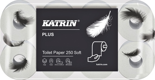 [892609] Papier toilette Katrin Plus 3 épaisseurs 250 feuilles 72 rouleaux blanc